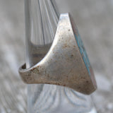 Vintage Sterling Turquoise and Coral Inlay Ring 8.25