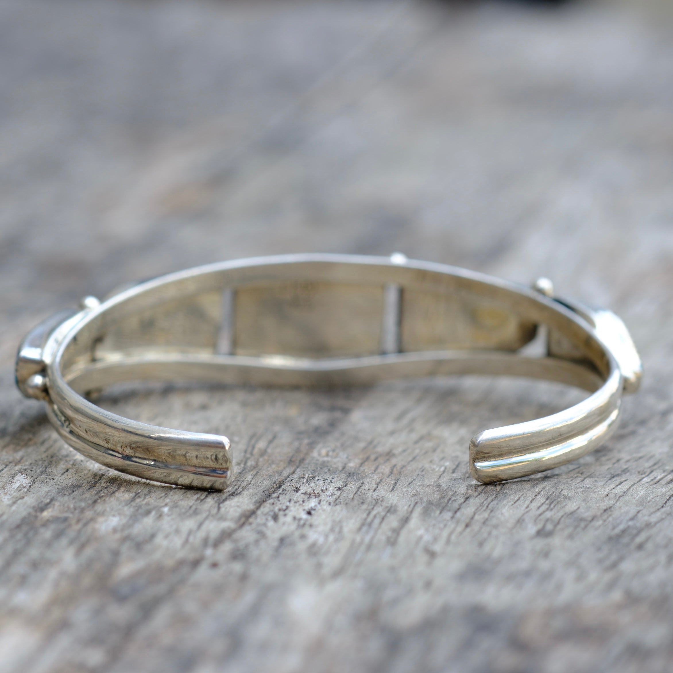 Sterling Silver Compressed Stone Cuff Bracelet