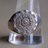 Vintage Sterling Aztec Calendar Ring 12.75