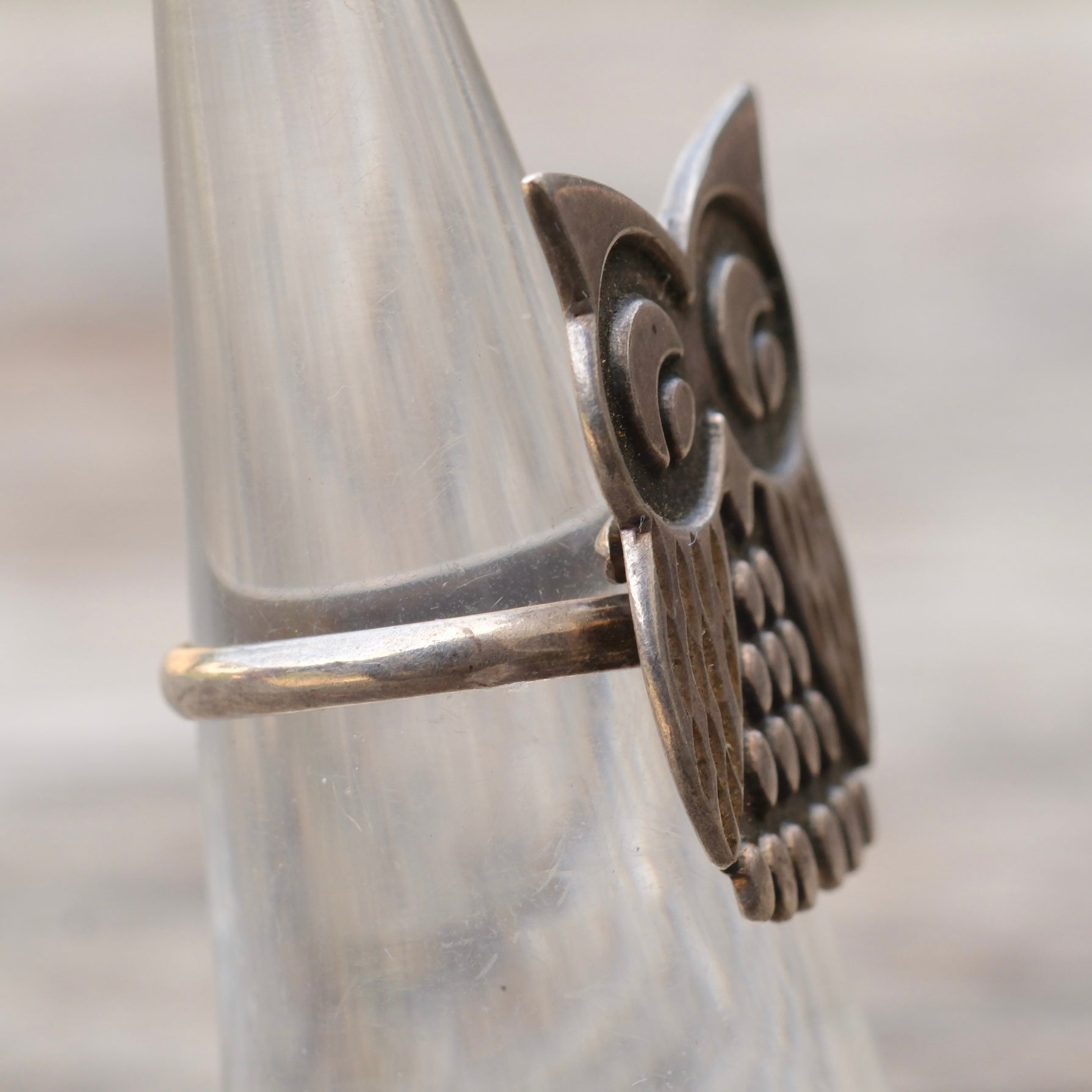 Vintage Sterling Silver Owl Ring 5