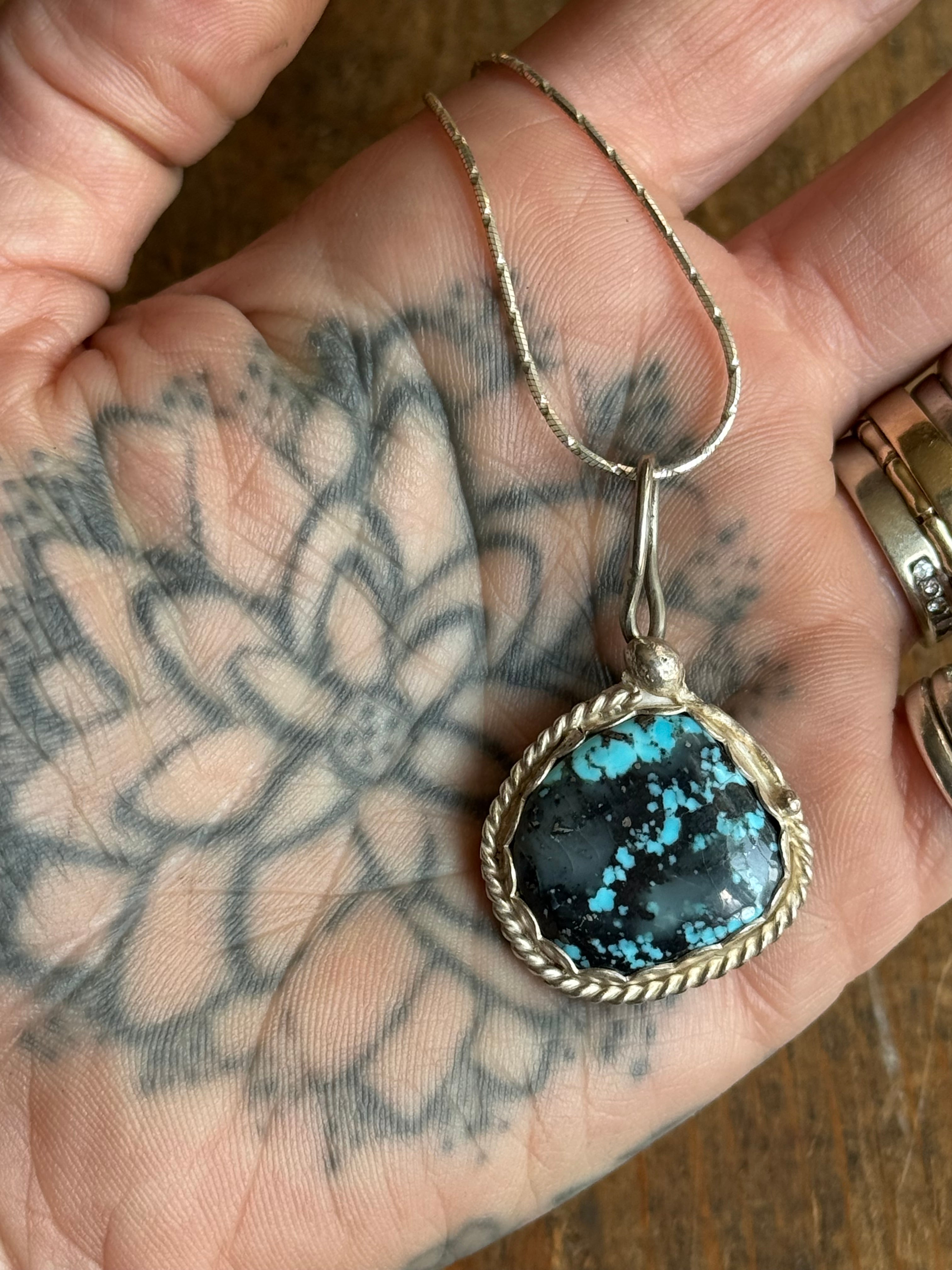 Vintage Sterling Silver Turquoise 20" Necklace