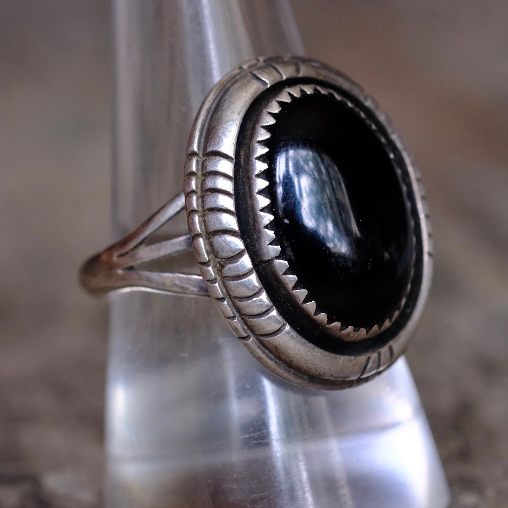 Vintage Sterling Onyx Ring 9.25