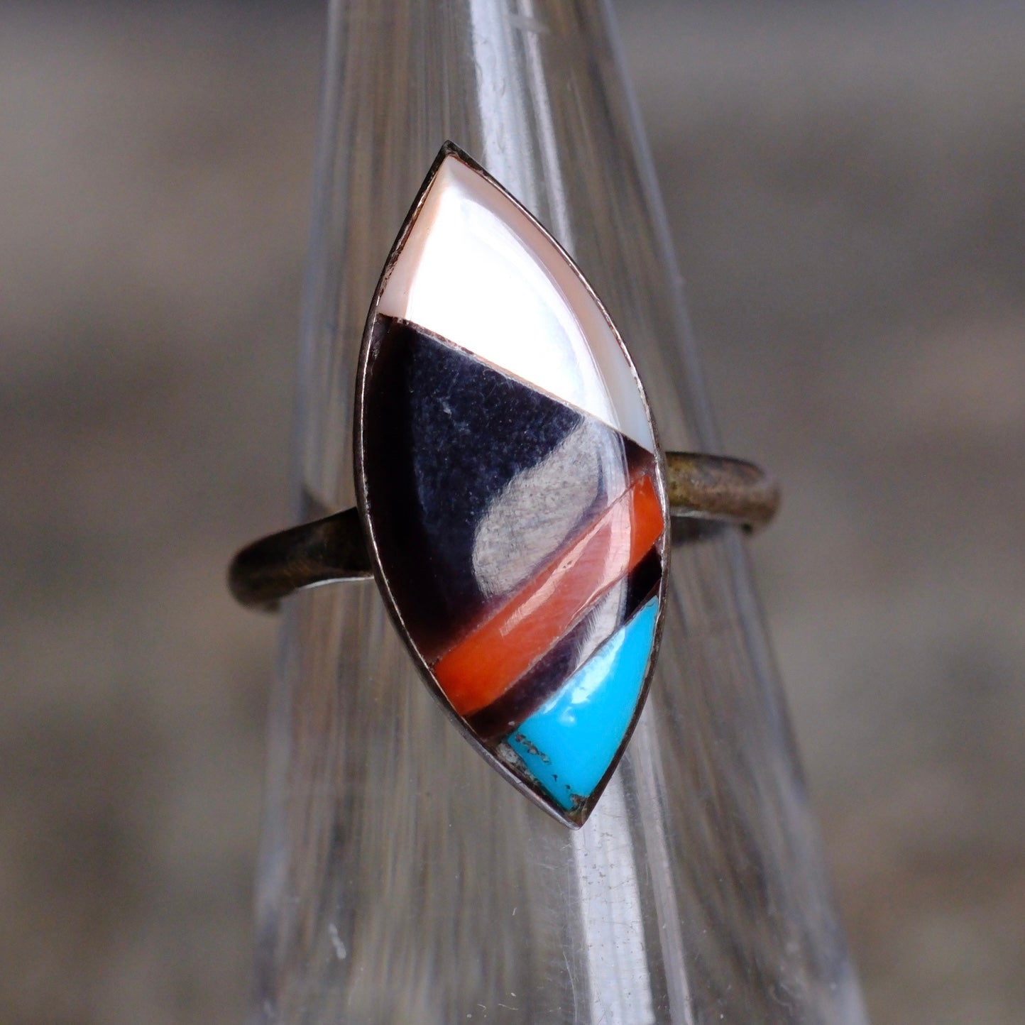 Vintage Sterling Zuni Inlay Ring 4