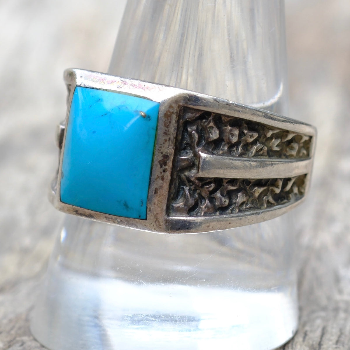 Vintage Sterling Turquoise Ring 10.75