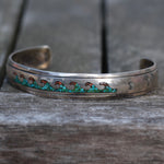 Vintage Sterling Turquoise and Coral Inlay Wave Cuff