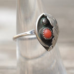 Vintage Sterling Coral Feather Ring 6.75