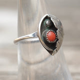 Vintage Sterling Coral Feather Ring 6.75