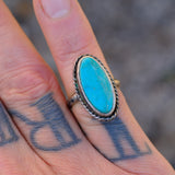 Vintage Sterling Turquoise Roper Ring 5.5