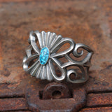 Incredible Vintage Sterling Turquoise Sandcast Cuff