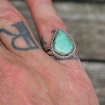 Vintage Sterling Turquoise Teardrop Roper Ring 5.75