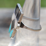 Vintage Sterling Multistone Inlay Ring 6.5