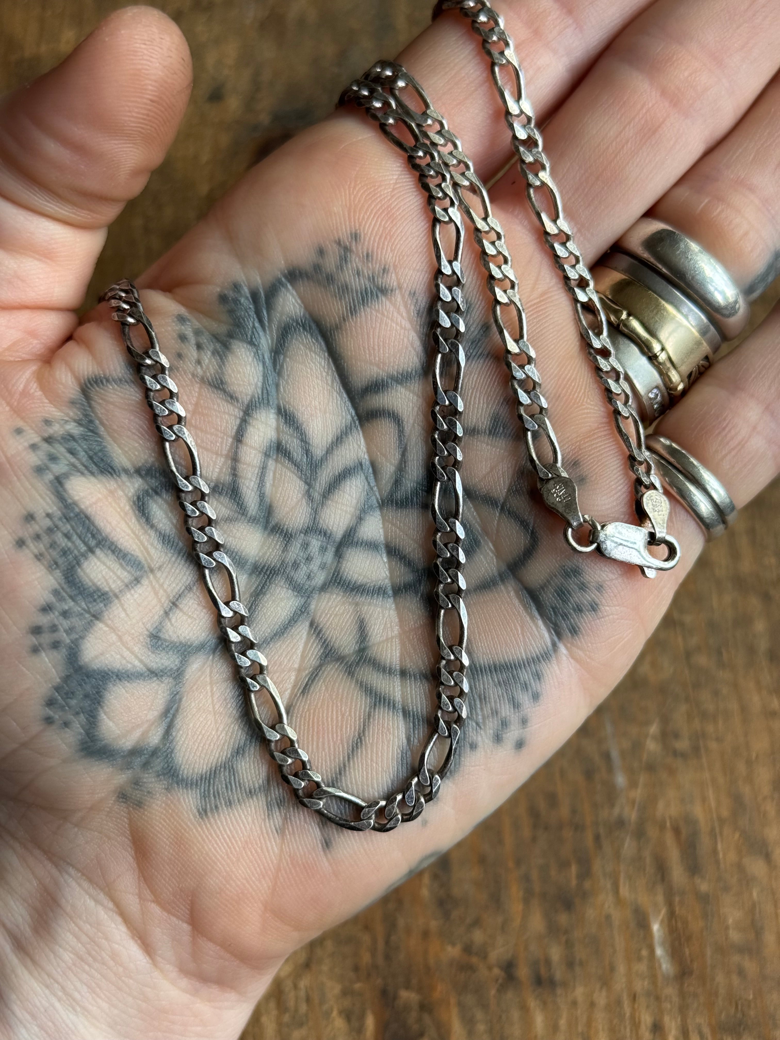 Vintage Sterling Silver 30” Figaro Chain