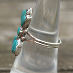 Vintage Sterling Turquoise Cluster Ring 7.25