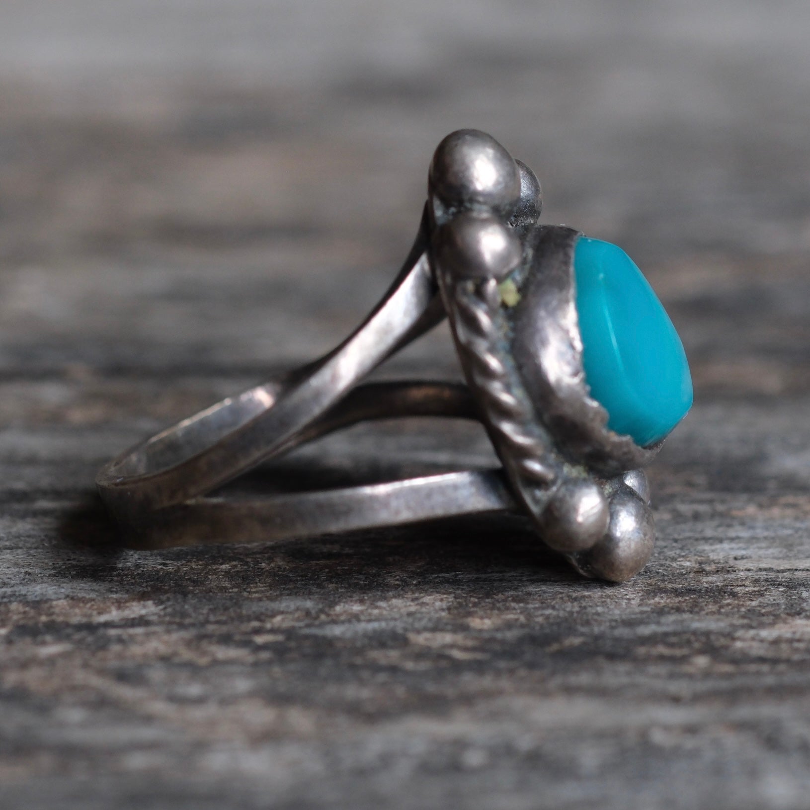 Vintage Sterling Turquoise Roper Ring 7.5