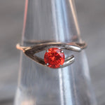 Vintage Sterling Red Glass Ring 7