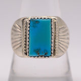 Vintage Sterling Turquoise Stamped Band Ring 9.75