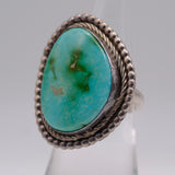 Vintage Sterling Turquoise Roper Ring 6.75