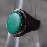 Vintage Sterling Malachite Signet Ring 7.25