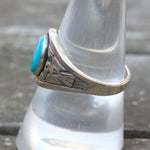 Vintage Sterling Turquoise Thunderbird Ring 8.75