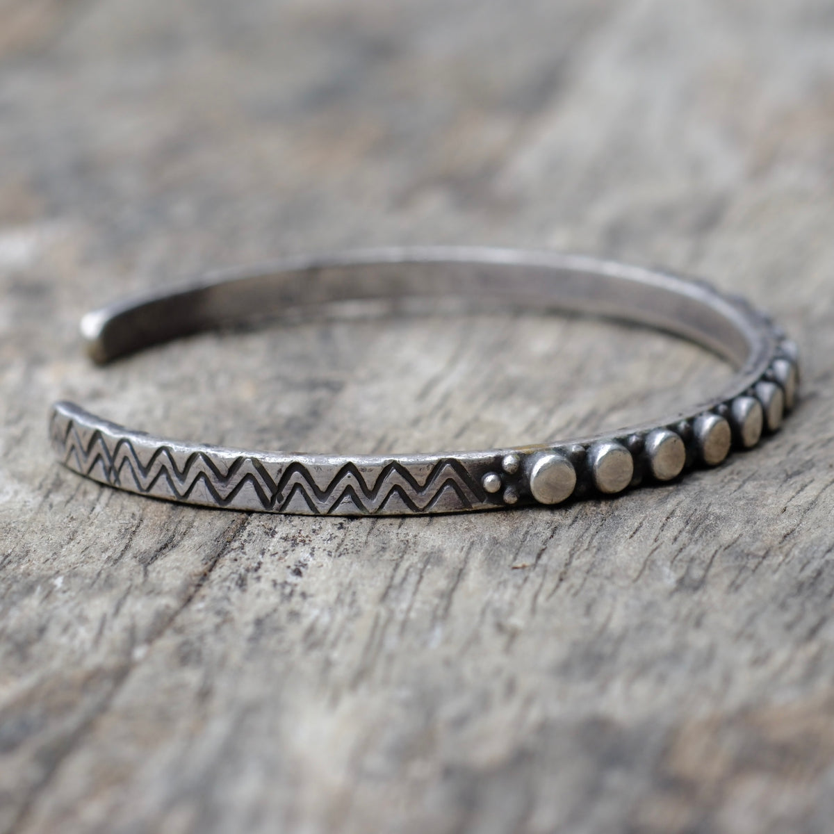 Vintage Sterling Silver Stamped Cuff Bracelet