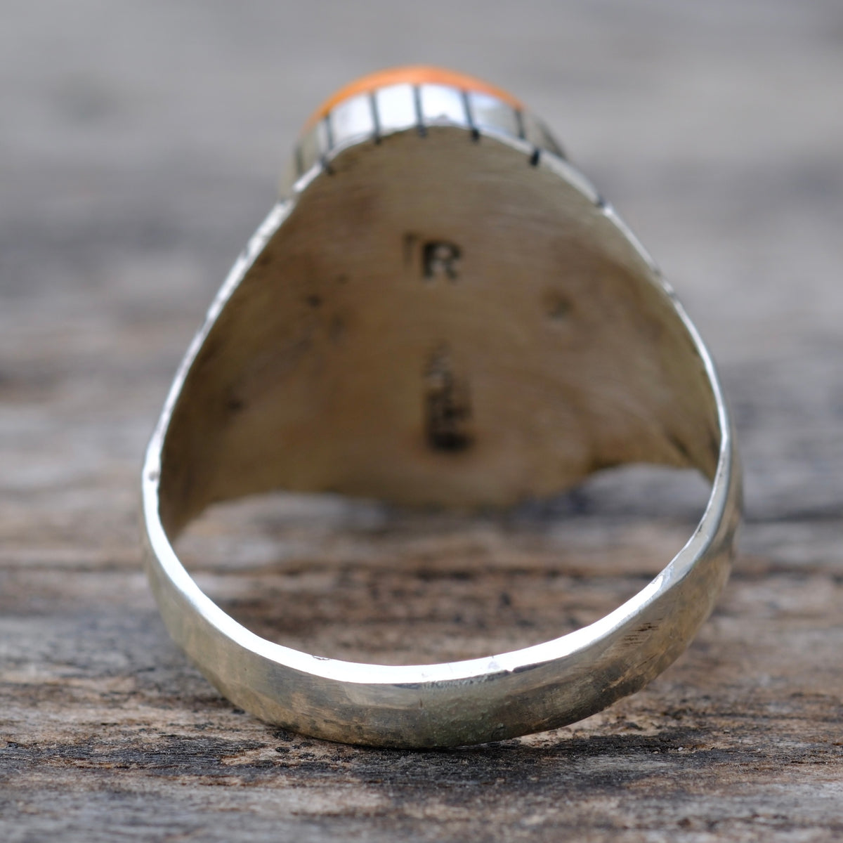 Vintage Sterling Spiny Oyster Ribbed Band Ring 12.75