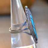 Vintage Sterling Multistone Inlay Ring 8.25