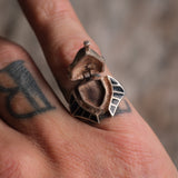 Vintage Sterling Silver Pharoah Poison Ring 5.75