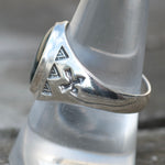 1980's Vintage Sterling Abalone Stamped Arrows Ring