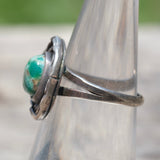 Vintage Sterling Turquoise Roper Ring 5