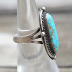 Vintage Sterling Turquoise Roper Ring 5