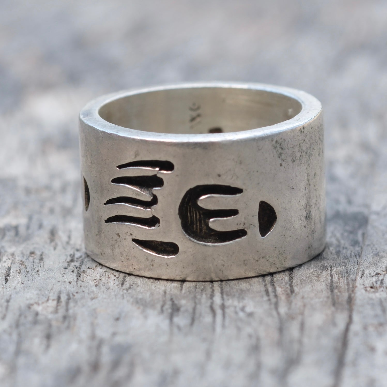 Vintage Sterling Stamped Bear Paw Ring 6.75