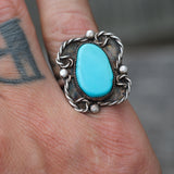 Vintage Sterling Turquoise Ring 7.75