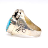 Vintage Sterling Turquoise Feather Ring 7.75