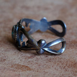Vintage Sterling Turquoise Sandcast Cuff Bracelet