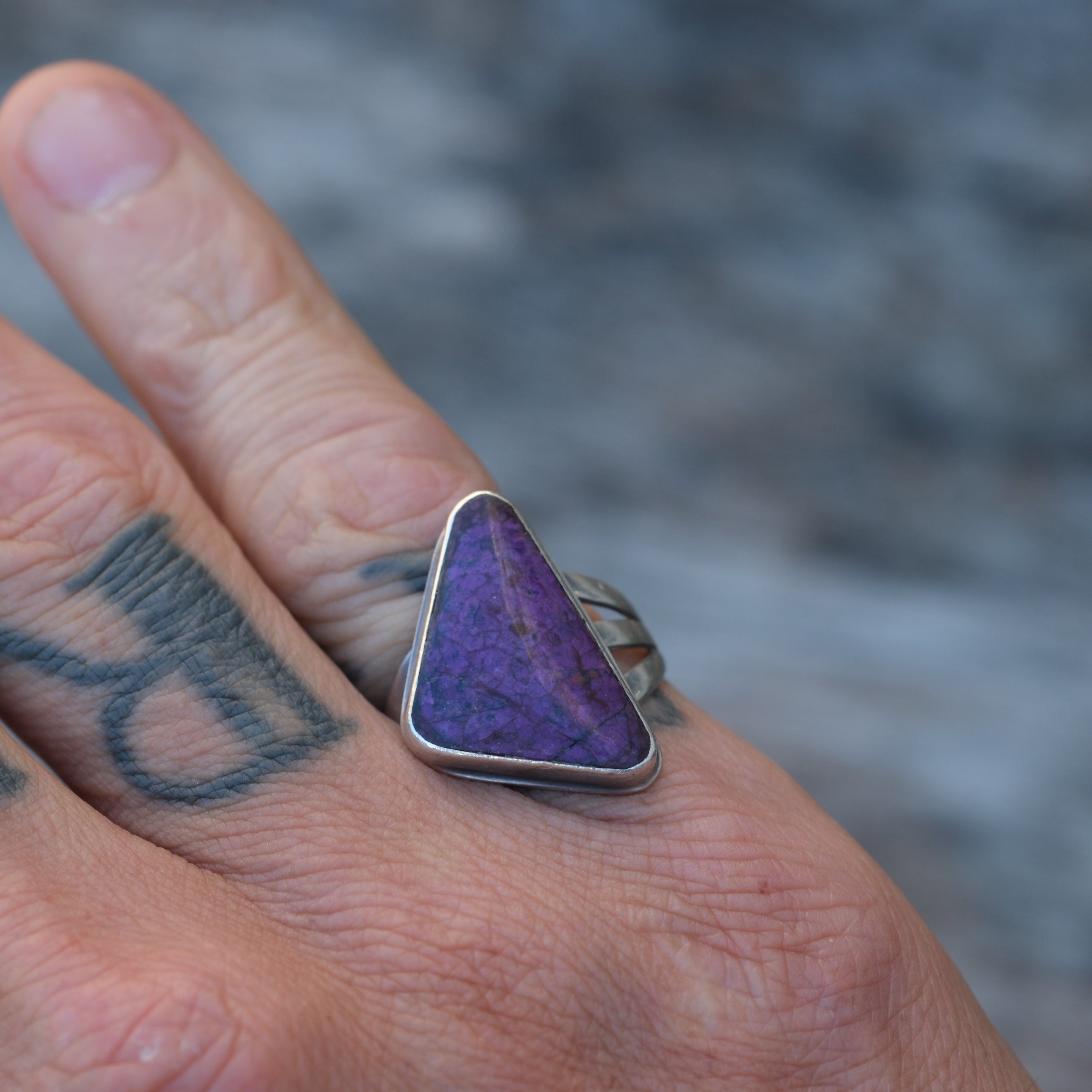 Vintage Sterling Sugilite Ring  6.5