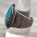 Vintage Sterling Turquoise Stamped Ring 10