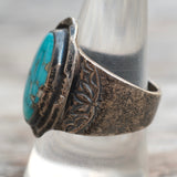 Vintage Sterling Turquoise Stamped Ring 10