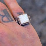 Vintage Sterling Faceted Mother OF Pearl Ring 6.5