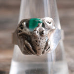 Vintage Sterling Malachite Frog Ring 11