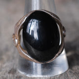 Vintage Sterling Onyx Eagle Ring 12