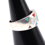 Vintage Sterling Multistone Inlay Ring 7