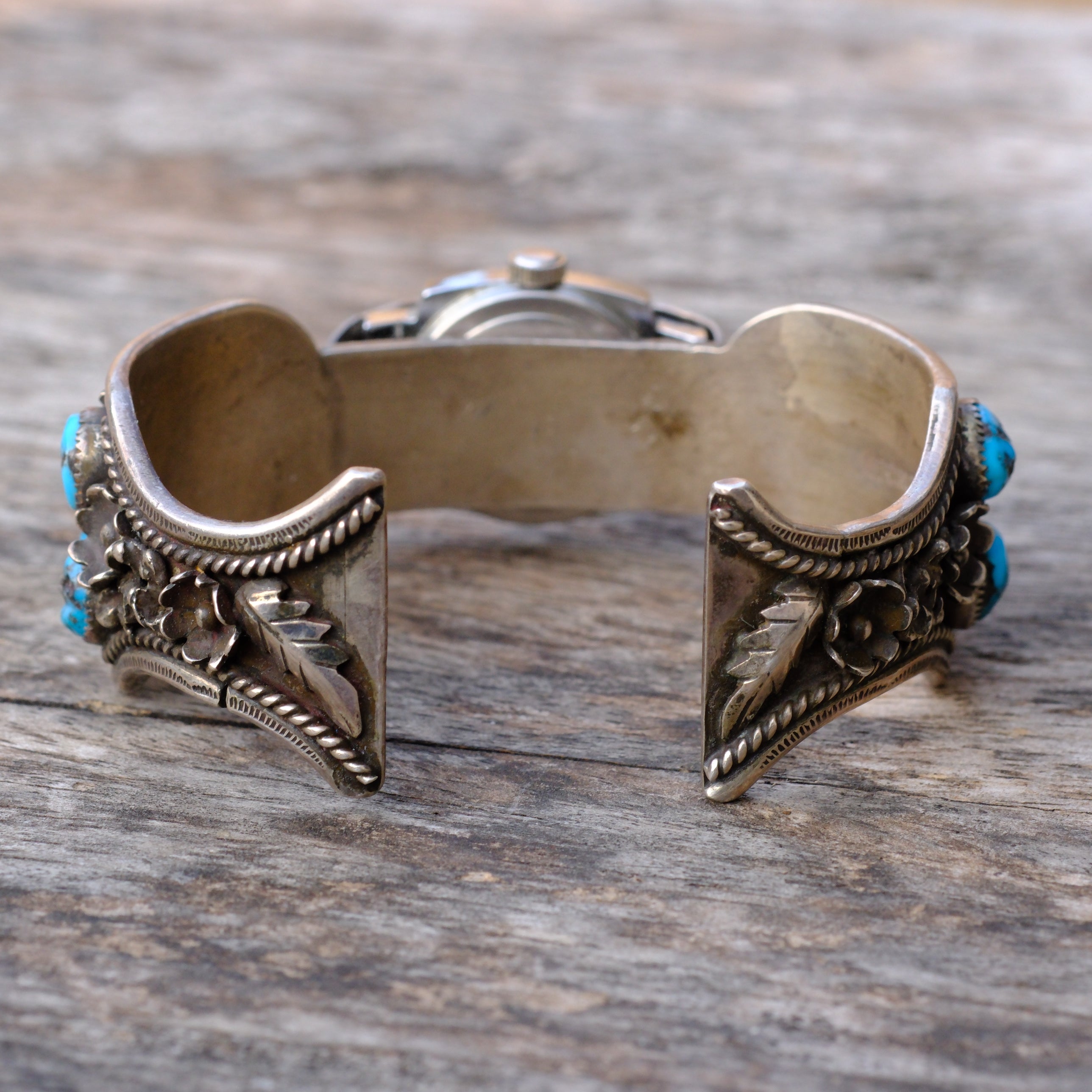 Vintage Sterling Turquoise Cuff Watch Cuff Bracelet