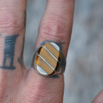 Vintage Sterling Tigers Eye Inlay Striper Ring 10