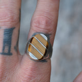 Vintage Sterling Tigers Eye Inlay Striper Ring 10