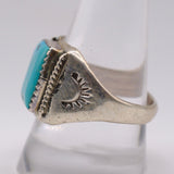 Vintage Sterling Turquoise Stamped Band Ring 10.75
