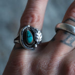 Vintage Sterling Turquoise Feather Ring 7