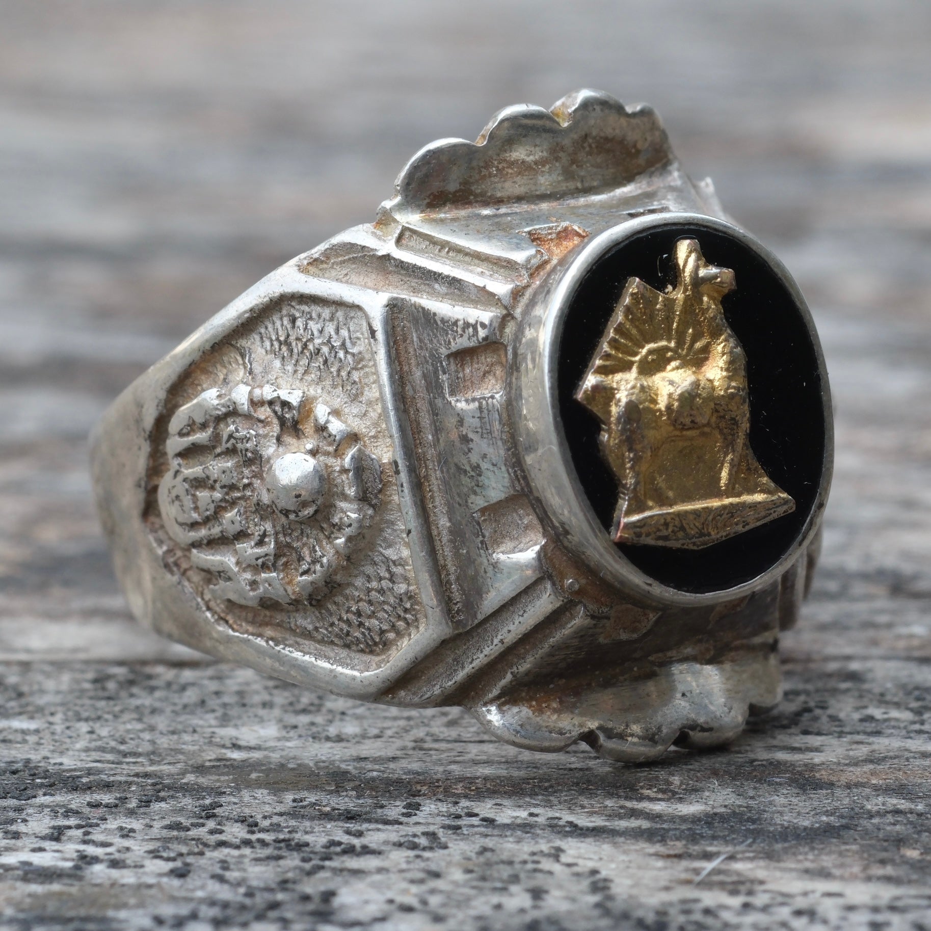 Vintage Sterling Peru Souvenir Ring 10.75