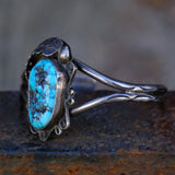 Vintage Sterling Turquoise Feather Cuff