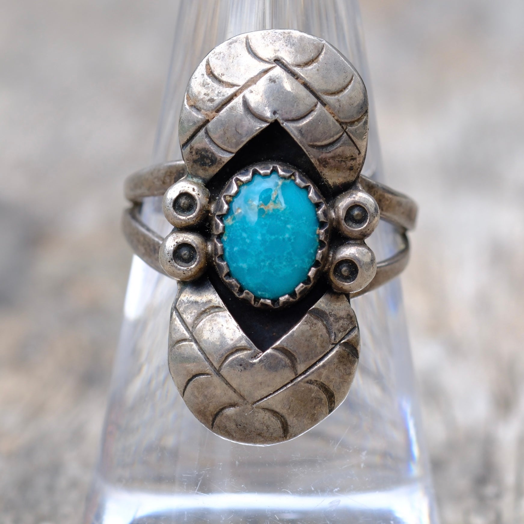 Vintage Sterling Turquoise Ring 7.5