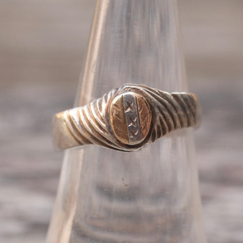 Vintage Sterling and 12K Gold Band 6.75